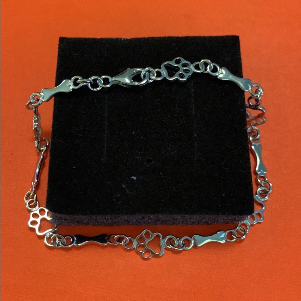 Dog & Bone Bracelet (charm bracelet optional) .925 silver